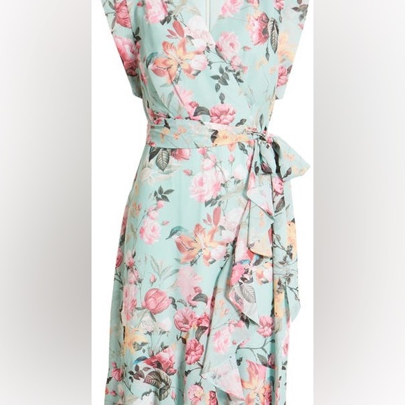 Eliza J Floral Faux Wrap Maxi Dress Sz 12 - Picture 5 of 16